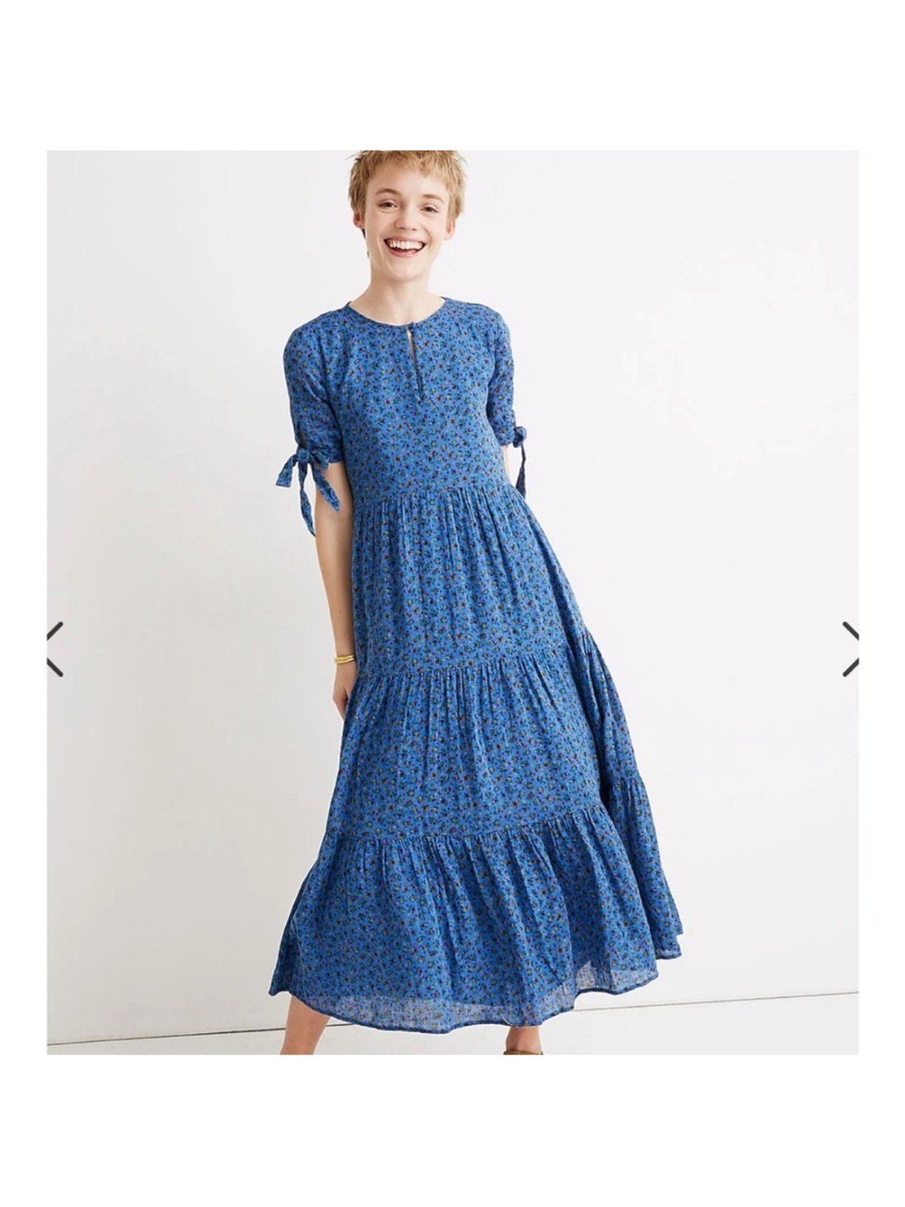 Madewell Blue Floral Tiered Maxi Dress